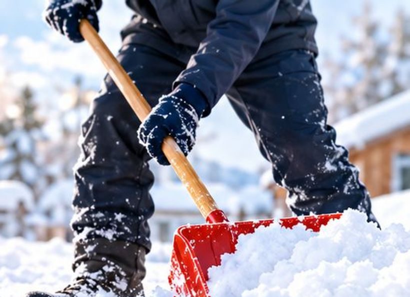 雪の中での作業
